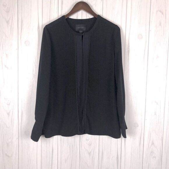 August 1 Eight Blouse Top Long Sleeve Keyhole Black Blue L - Picture 4 of 6